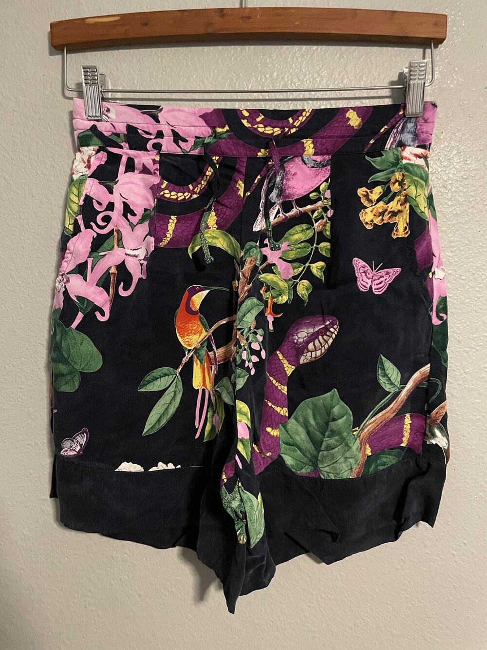 NiLuu Womens Pajama Shorts Medium Multicolor Tropical Animal Floral Lounge Boho